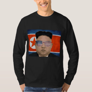 T-shirt Drôle Kim Jong Un Lunettes de soleil américaines