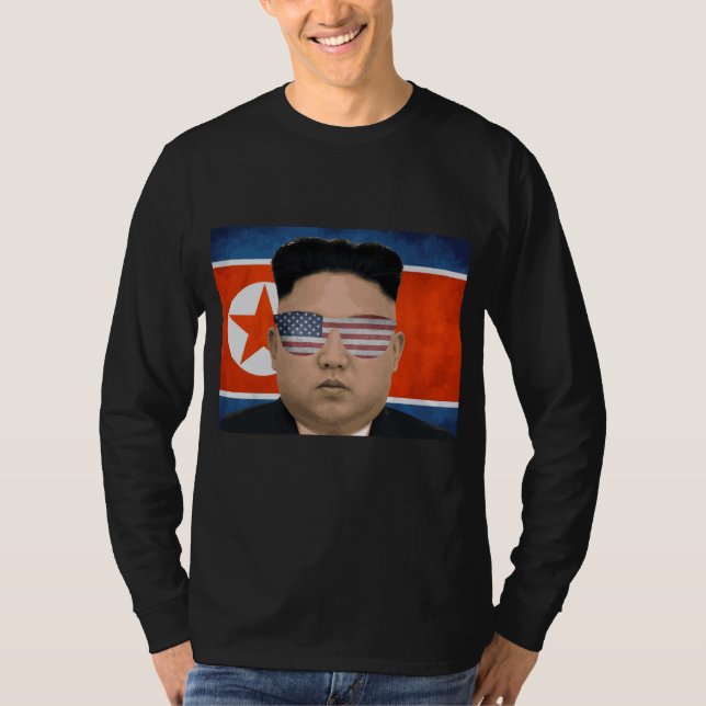 T-shirt Drôle Kim Jong Un Lunettes de soleil américaines 4 (Devant)