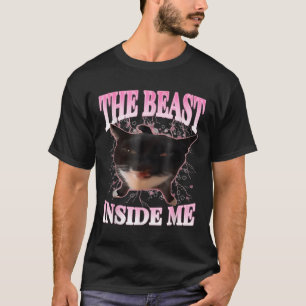 T-shirt Drôle La Bête Dans Moi Silly Chat Mème Humour Chat