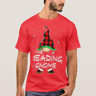 T-shirt Drôle La Lecture Gnome Red Buffalo Plaid Christma