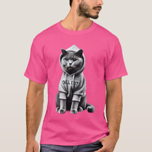 T-shirt Drôle Lazy British Shorthair Chillin Relaxant