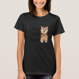 T-shirt Drôle Live Love Bark Yorkshire Terrier Chien Et Ta