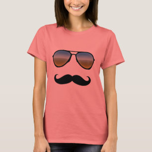 T-shirt Drôle Lunettes de soleil Retro avec Moustache