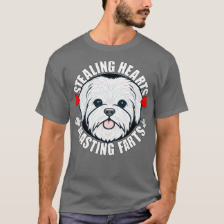 T-shirt Drôle Maltais Voler Coeurs Pâtes Pâtes Endurantes