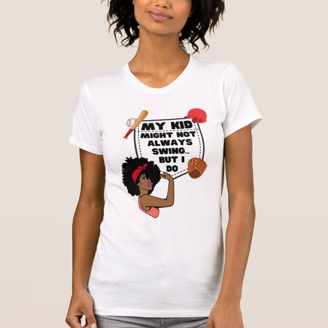 T-shirt Drôle maman de baseball MON ENFANT PEUT-ÊTRE PAS T (Devant)