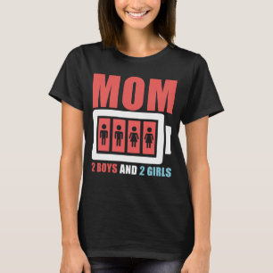 T-shirt drôle Maman deux garçons et Deux filles pa