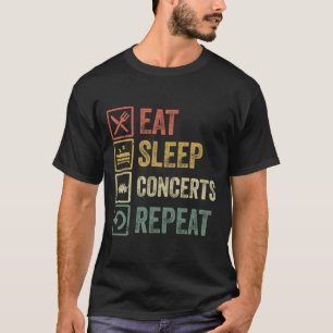 T-shirt Drôle manger des concerts de sommeil répéter rétro