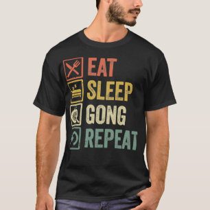 T-shirt Drôle manger dormir gong répéter rétro cadeau vint