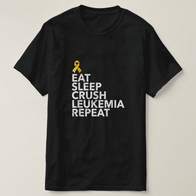 T-shirt Drôle Manger Leucémie De Sommeil Répéter Ribbon Or (Design devant)