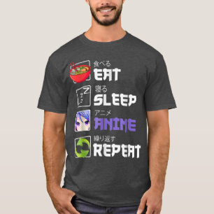 T-shirt Drôle Manger Sleep Anime Répéter Anime Japon Manga