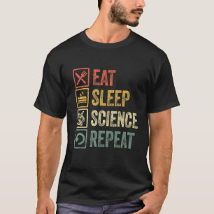 T-shirt Drôle Manger Sleep Science Répéter Retro Style Vin