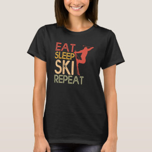 T-shirt Drôle Manger Sleep Ski Répéter Pour Skieurs Cool D