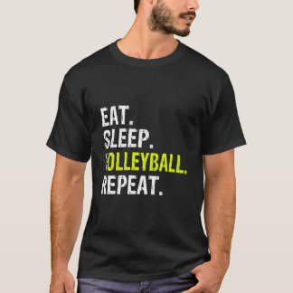 T-shirt Drôle Manger Sleep Volleyball Répéter Cadeau