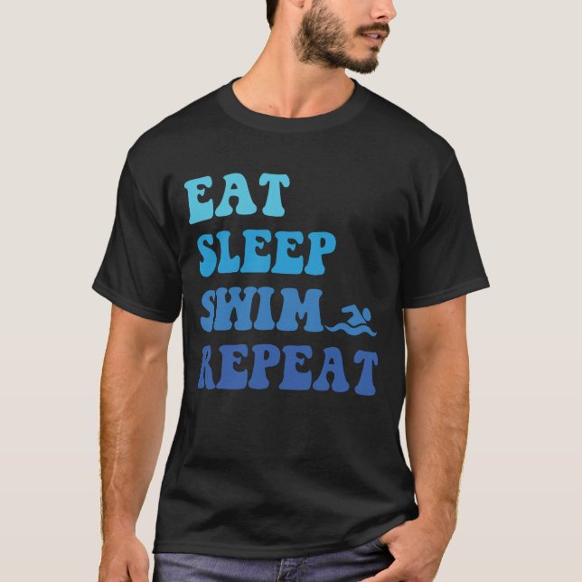 T-shirt Drôle Mangez Sleep Swim Répéter - Idée Cool pour l (Devant)