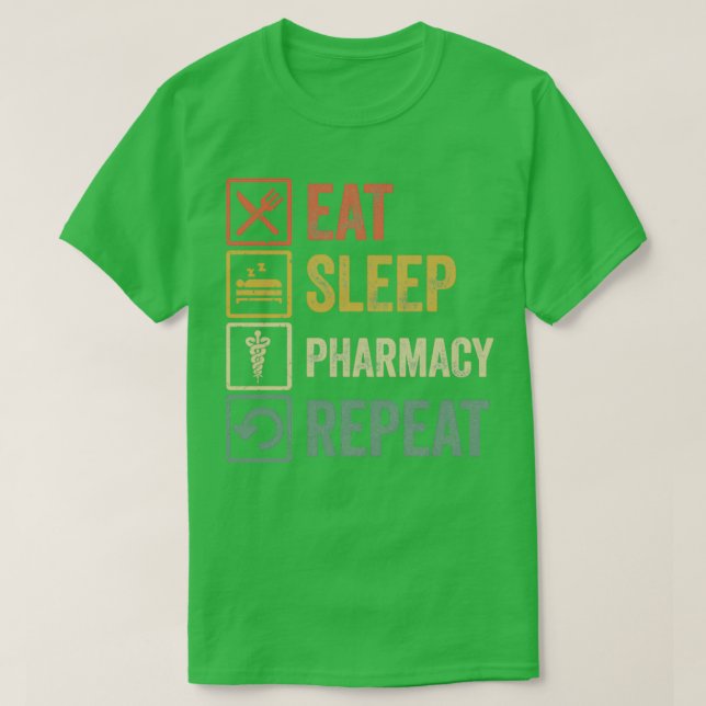T-shirt Drôle mangez sommeil pharmacie répétition rétro ca (Design devant)
