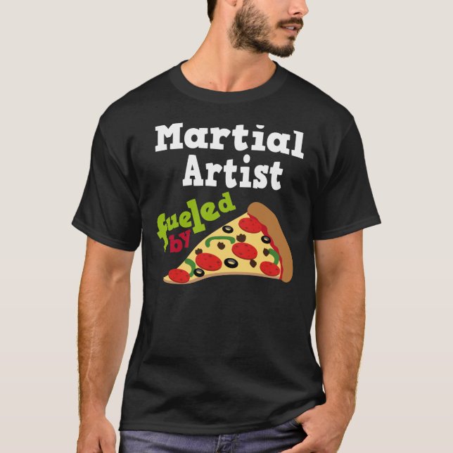 T-shirt (drôle) martial de pizza d'artiste (Devant)