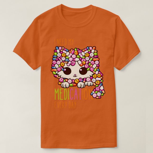 T-shirt Drôle Médicament Funny Chat Medication 2 (Design devant)