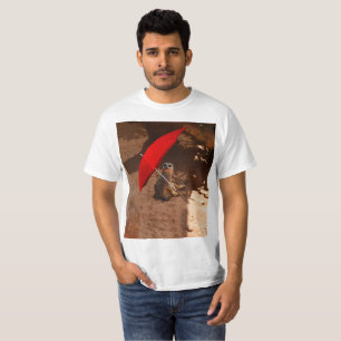 T-shirt Drôle Meerkat Assis Sous Un Parapluie,