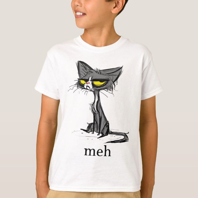 T-shirt Drôle Meh cadeau de chat pour les Amoureux de les  (Devant)