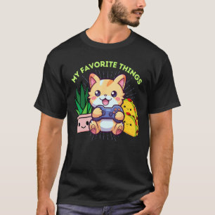 T-shirt Drôle Mes Choses Préférées Chats Plantes & Tacos G