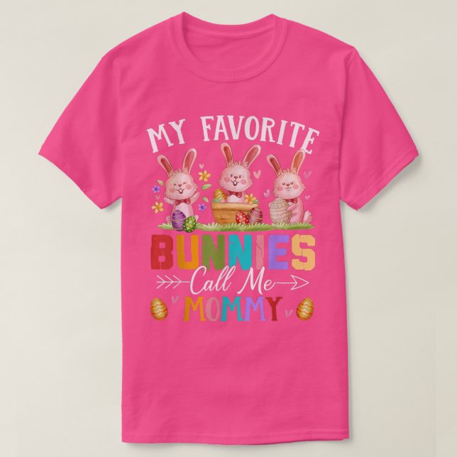 T-shirt Drôle Mes lapins Favoris Appelez-Moi Maman Famille (Design devant)