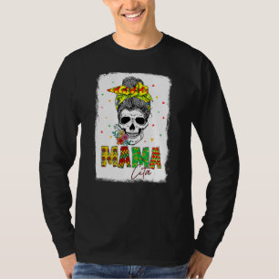T-shirt Drôle Messy Bun Skull Mamacita Cinco De Mayo Maman