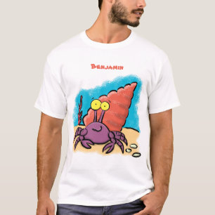 T-shirt Drôle mignon caricature pourpre crabe ermite