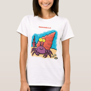 T-shirt Drôle mignon caricature pourpre crabe ermite