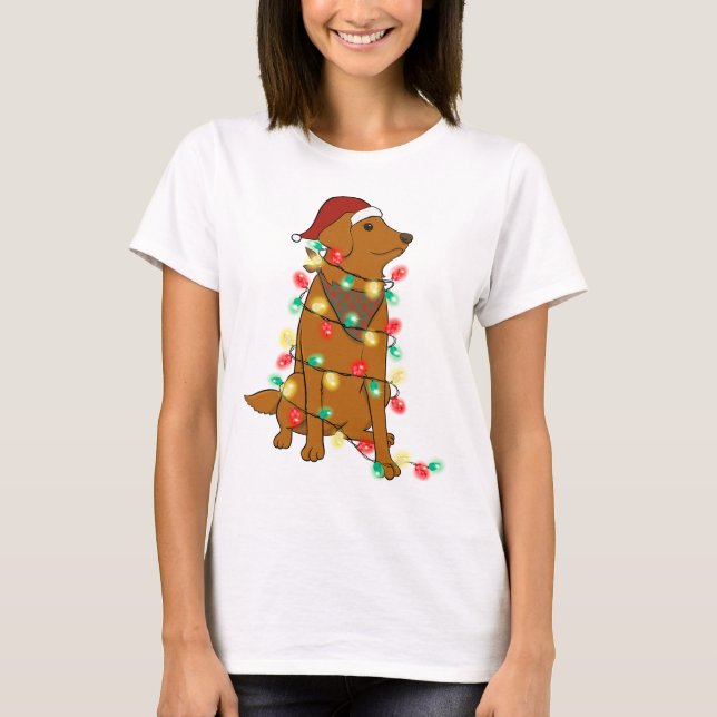 T-shirt Drôle mignon chien de Noël (Devant)