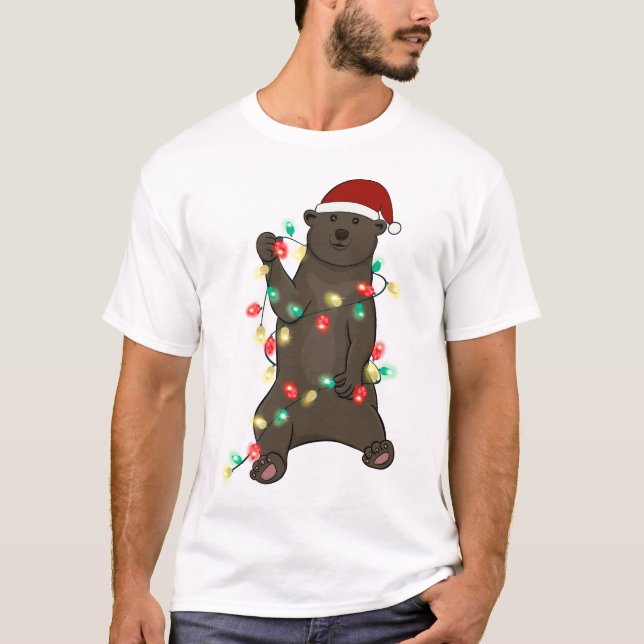 T-shirt Drôle mignon ours de Noël (Devant)