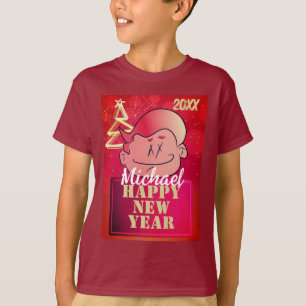 T-shirt Drôle mignon petit caricaturiste garçon Bonne anné