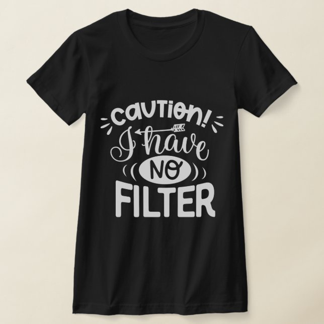 T-shirt Drôle mignon phrase l Attention l noir blanc (Poser)