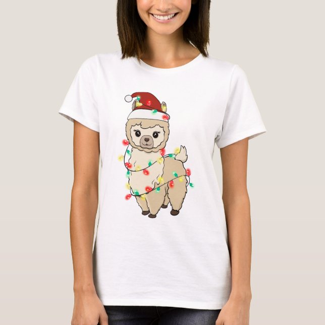 T-shirt Drôle Mignonne Noël Llama (Devant)