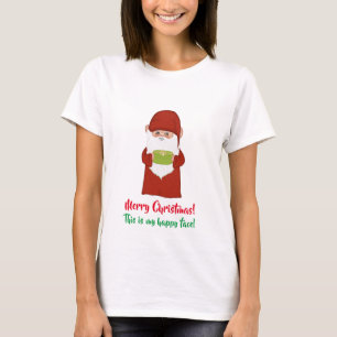T-shirt Drôle moche Gnome de Noël habillé en rouge sur bla