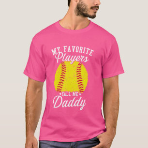 T-shirt Drôle Mon Joueur De Softball préféré m'appelle Pap