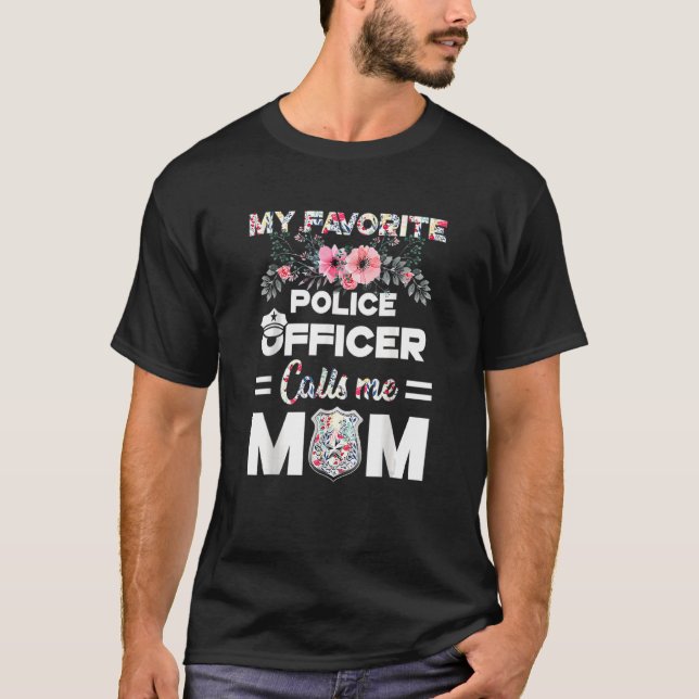 T-shirt Drôle Mon Policier Préféré M'Appelle Maman Moth (Devant)