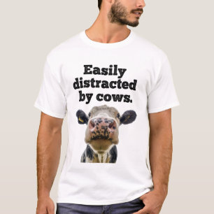 T-shirt Drôle Moo Vache Laitier facilement distrait par le