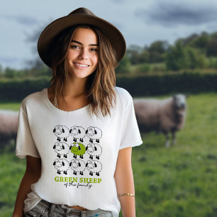 T-shirt Drôle Mouton Vert de la Famille, Vegan