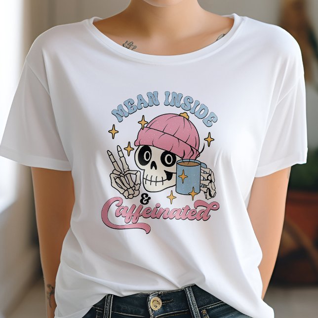 T-shirt Drôle Moyenne À L'Intérieur Et Louveur De Café Caf (Créateur téléchargé)