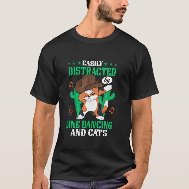 T-shirt Drôle Musique De Pays Distrait Par Danse De Ligne  (Devant)