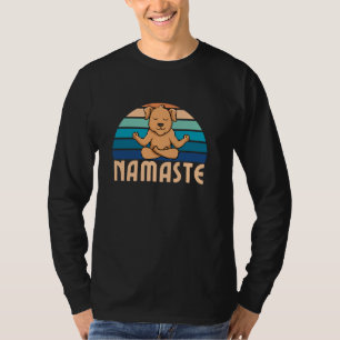 T-shirt Drôle Namaste Chien Méditation Yoga Pose Retro Vin