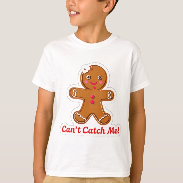 T-shirt Drôle ne peut pas m'attraper Gingerbread Hommes No (Devant)