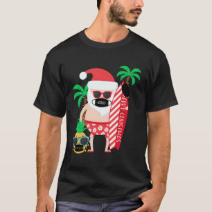 T-shirt Drôle Noël Cadeau En Juillet Surf Père Noël Avec M