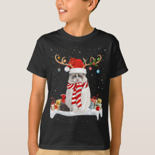T-shirt Drôle Noël Éclairage Reindeer Santa Hat Ragdoll Ch