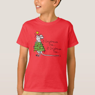 T-shirt Drôle Noël mignon Souris Arbre Cartoon