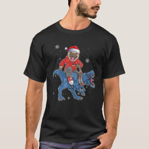 T-shirt Drôle Noël Père Noël Carlin équitation Bleu T - Re