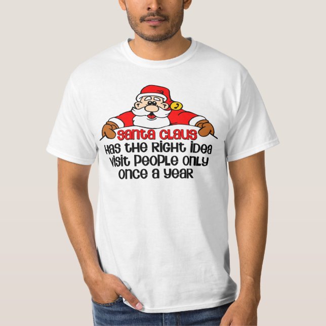 T-shirt Drôle Noël Père Noël Visite Bah Humbug (Devant)