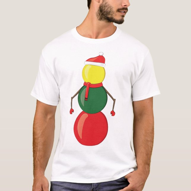 T-shirt Drôle Noël Snooker Balls Snowman (Devant)