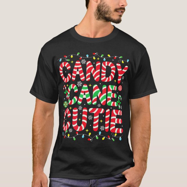 T-shirt Drôle Noël Sucre de canne amoureux Crew Crew Noël  (Devant)