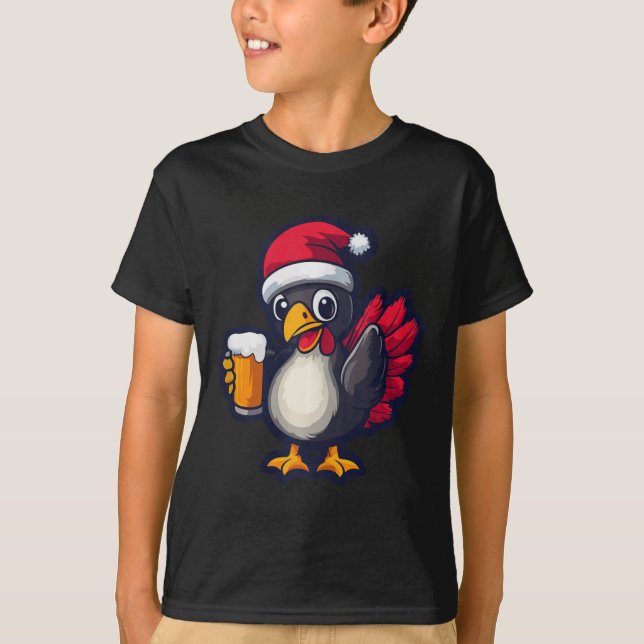 T-shirt Drôle Noël Turquie animal avec bande dessinée de b (Devant)